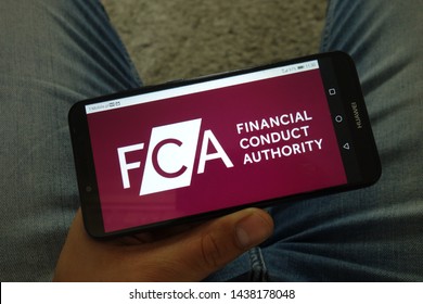 KONSKIE, POLAND - June 29, 2019: Financial Conduct Authority - FCA Logo Displayed On Mobile Phone