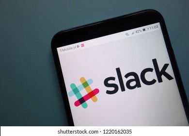 KONSKIE, POLAND - November 03, 2018: Slack Logo On Smartphone