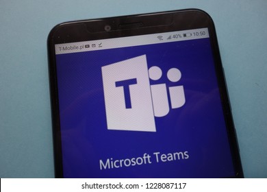 KONSKIE, POLAND - November 12, 2018: Microsoft Teams logo displayed on smartphone