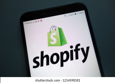 KONSKIE, POLAND - OCTOBER 28, 2018: Shopify Logo On Smartphone