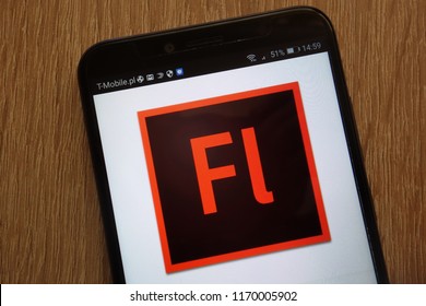 KONSKIE, POLAND - SEPTEMBER 01, 2018: Adobe Flash Logo Displayed On A Modern Smartphone