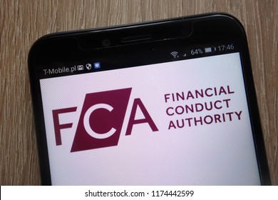 KONSKIE, POLAND - SEPTEMBER 06, 2018: Financial Conduct Authority Logo Displayed On A Modern Smartphone