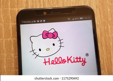 KONSKIE, POLAND - SEPTEMBER 07, 2018: Hello Kitty Logo Displayed On A Modern Smartphone