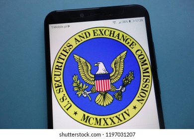 KONSKIE, POLAND - SEPTEMBER 29, 2018: U.S. Securities And Exchange Commission Logo On Smartphone