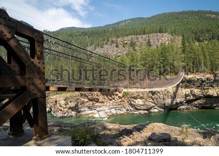 Kootenai Falls Park near Libby Montana, with Swinging Bridge 