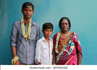 KOOVAGAM, INDIA - MAY 05: Unidentified Transgenders With Child Who Have Participated In The Religious Marriage Ritual Of Transgenders At The Koothandavar Temple On May 05, 2015 In Koovagam,Tamil Nadu.