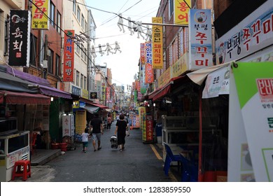 Korea Busan - August 13, 2018: Scenery of the city of Busan in South Korea