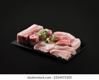 Korean bbq, raw pork and beef dish on the table - Powered by Shutterstock