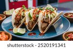 Korean BBQ Tacos
Soft tortillas filled with juicy Korean BBQ beef, topped with fresh slaw and spicy gochujang sauce. A perfect fusion of savory, sweet, and spicy in every delicious bite.