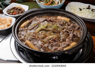 Korean beef bulgogi prepared in the restaurant