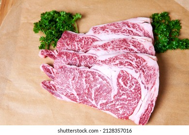 Korean Beef Sirloin Marbling. Delicious Korean Beef Raw Meat.