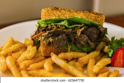 Korean Bulgogi Burger With Chips 1.