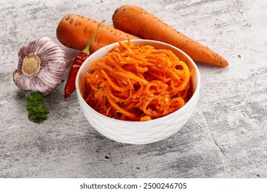 Korean carrot spicy salad in the bowl - Powered by Shutterstock