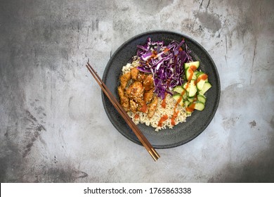 Korean Chicken Bulgogi Bowl With Pickled Vegetables