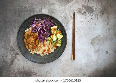 Korean Chicken Bulgogi Bowl With Pickled Vegetables