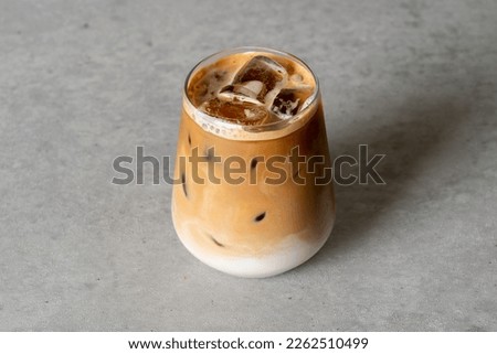 Korean food dishes cafe latte ice
