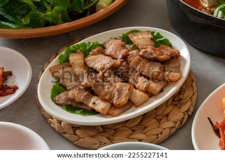 Korean food dishes Grilled Pork Belly