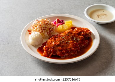 Korean food dishes Homemade Spicy Pork Cutlet