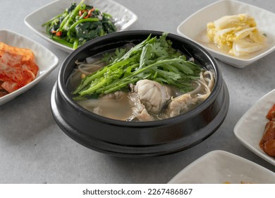Korean food dishs Blowfish clear soup