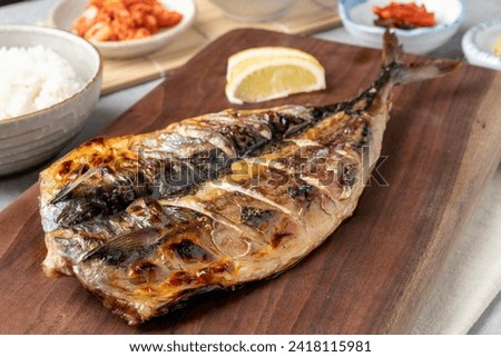 Korean food, Korean food, fish dishes, grilled fish, mackerel, grilled mackerel, grilled mackerel, hairtail, side dishes, food, meal, dinner, sushi, isolated, fresh, plate, delicious, japanese, fish