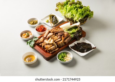 Korean Food, Pork Belly Grilled On Table