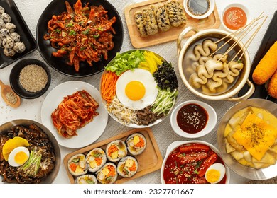Korean foods served on a dining table. Perfect for photo illustration, article, or any cooking contents. - Shutterstock ID 2327701667