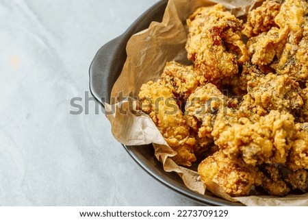 Korean fried chicken food on a plate