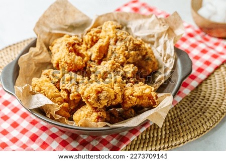 Korean fried chicken food on a plate