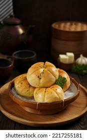 Korean Garlic Cheese Bread In Dark Background