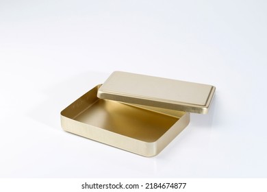 Korean Gold Metal Lunchbox Dosirak Isolated on White Background