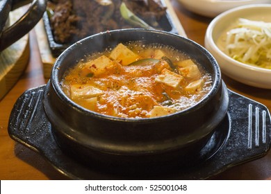 Korean Kimchi Tofu Jjigae Steaming Hot Soup