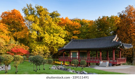 Korean Park Of Frankfurt In Autumn, Hessen, Germany