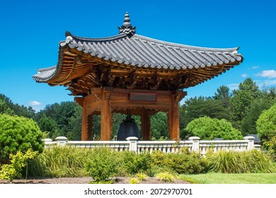 Korean Pavilion Bell Of Peace At Meadowlark Botanical Gardens. Virginia