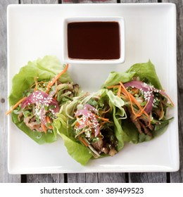 KOREAN PORK LETTUCE WRAP Carrot, Cucumber And Gochujang