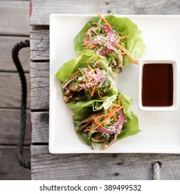 KOREAN PORK LETTUCE WRAP Carrot, Cucumber And Gochujang