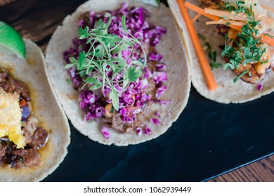 Korean Short Rib Taco. Red Cabbage Slaw And House Aioli. Dairy Free.