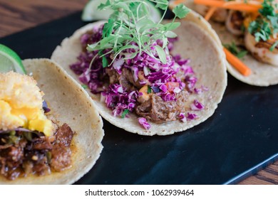 Korean Short Rib Taco. Red Cabbage Slaw And House Aioli. Dairy Free.