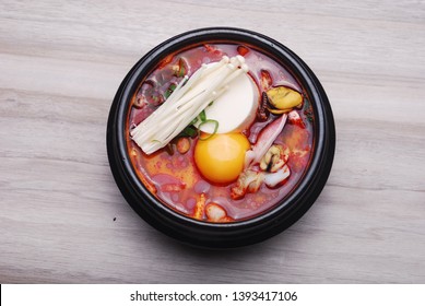 Korean Silken Tofu Soup Top View