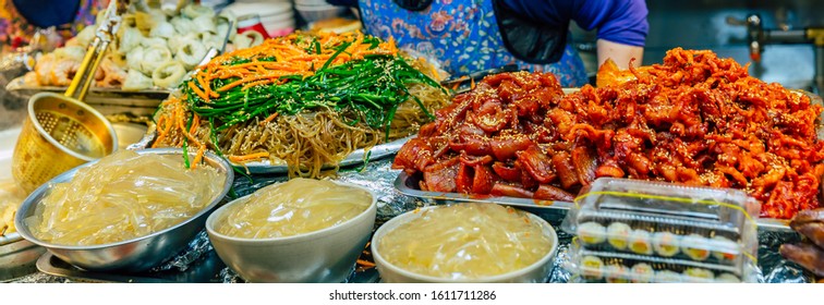 Korean street food at the Gwangjang market in Seoul