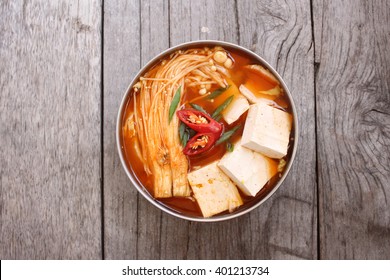 Korean Tofu Soup With Kimchi