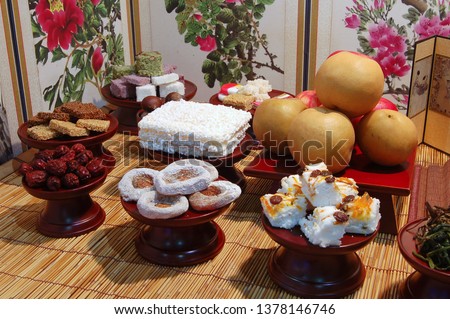 Korean Traditional ancestral rites table