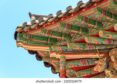 Korean traditional eaves. The eaves of traditional temples. Beautiful Korean traditional eaves. - Shutterstock ID 2202326979