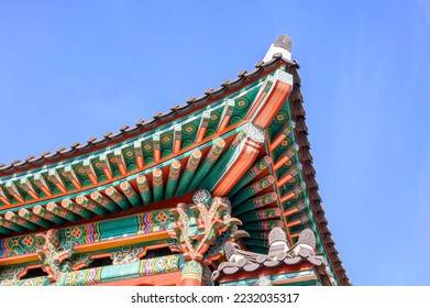 Korean traditional eaves. The eaves of traditional temples. Beautiful Korean traditional eaves. - Shutterstock ID 2232035317
