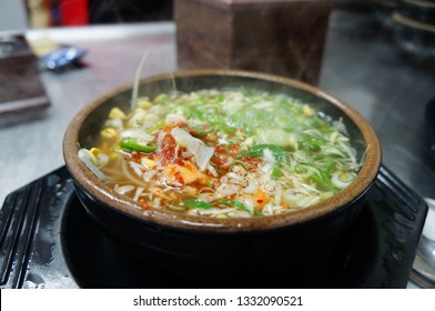 Korean Traditional Hangover Food Named Bean Sprouts With Spicy Pepper Soup