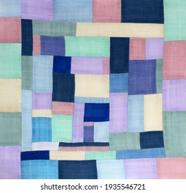 Korean traditional patchwork background of ramie fabric by hand-made. Pastel tone.
