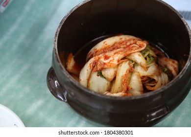 Korean Traditional Spicy Kimchi In A Jar