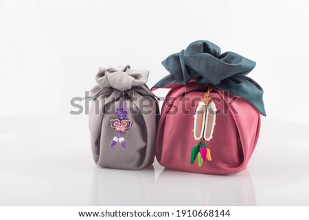 Korean traditional wrapping cloth gift box on the white background