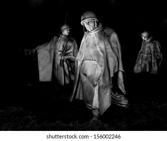 Korean War Memorial In Washington DC At Night