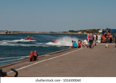 Korsor Denmark - August 22. 2015: Royal Danish Navy RIB Boats Sailing In The Port