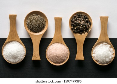 Kosher Salt, Ground Pepper, Himalayan Salt, Peppercorns, and Sea Salt Flakes